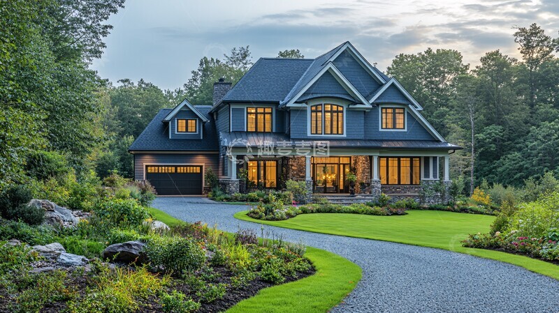 高清大图下载【趣麦麦图】-灰色房屋阳光蓝天3