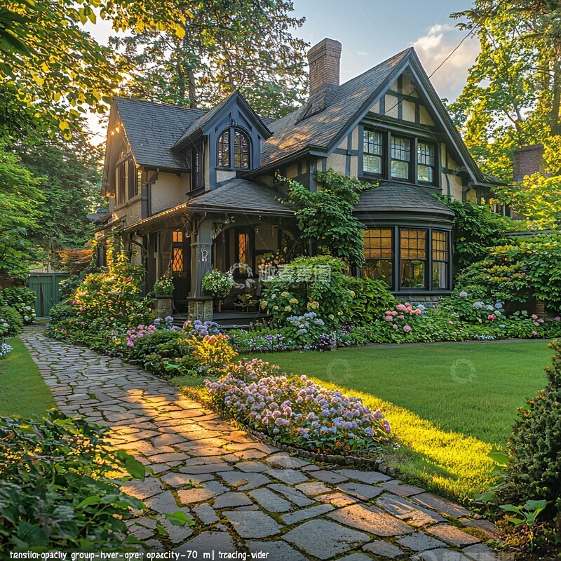 高清大图下载【趣麦麦图】带花园的斜顶房