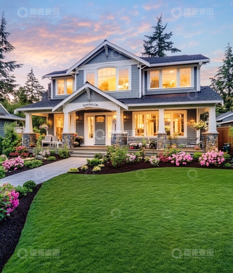 高清大图下载【趣麦麦图】工匠风格房屋前视图2