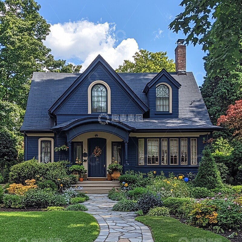 高清大图下载【趣麦麦图】海军蓝郊区别墅1