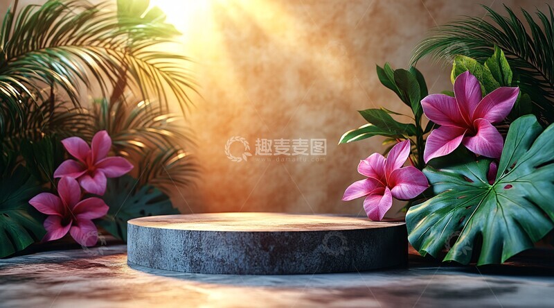 圆形展台绿植背景1