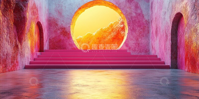 高清大图下载【趣麦麦图】橙粉产品展示台2