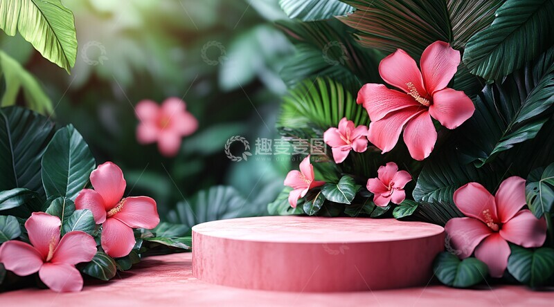 圆形展台绿植背景3