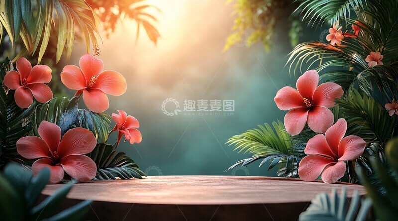 圆形展台绿植背景2