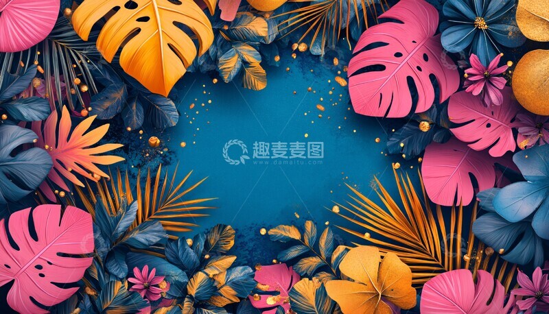 高清大图下载【趣麦麦图】彩色形状热带背景1