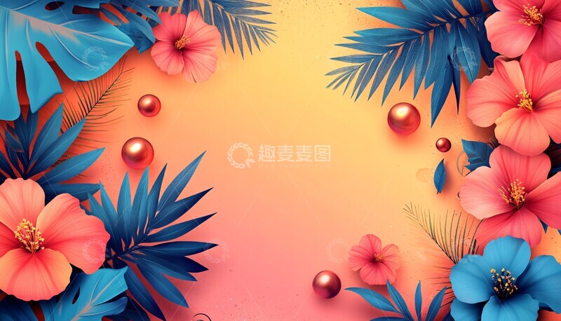 高清大图下载【趣麦麦图】彩色形状热带背景2