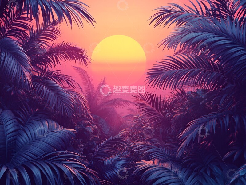 高清大图下载【趣麦麦图】夏日节庆热带风1