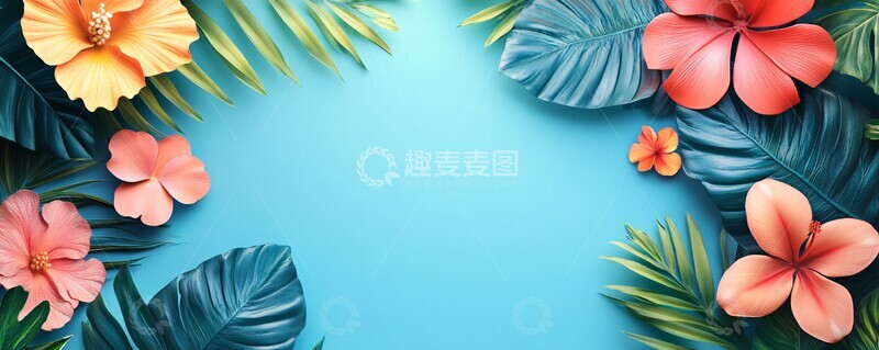 高清大图下载【趣麦麦图】夏日横幅空白背景1