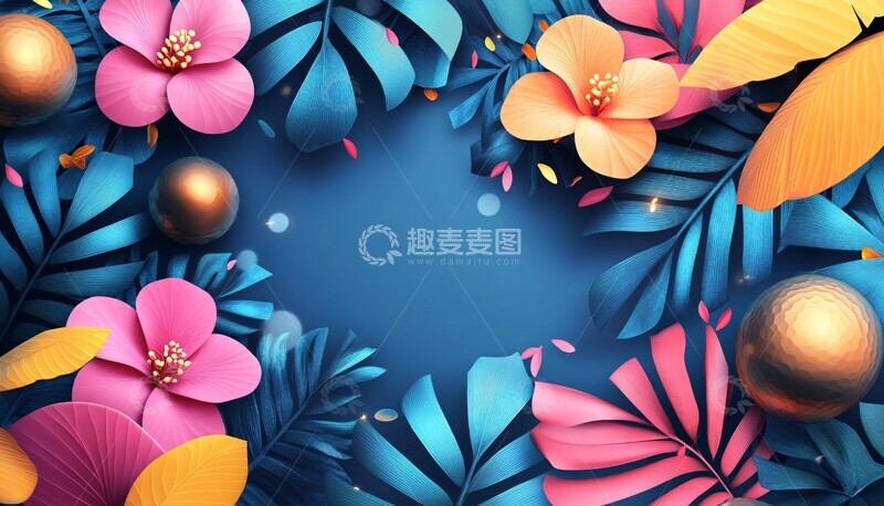 高清大图下载【趣麦麦图】彩色形状热带背景