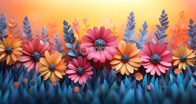 高清大图下载【趣麦麦图】小纸园色彩色彩简单背景1