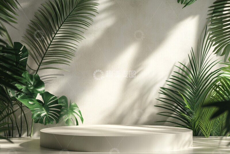 高清大图下载【趣麦麦图】置物台绿植展示背景1