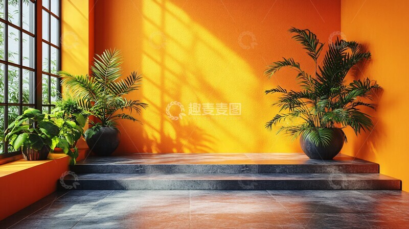 方形展台橙色背景1