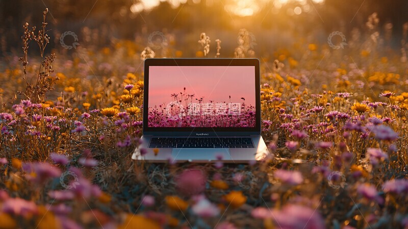 高清大图下载【趣麦麦图】笔记本花丛中的孤岛3