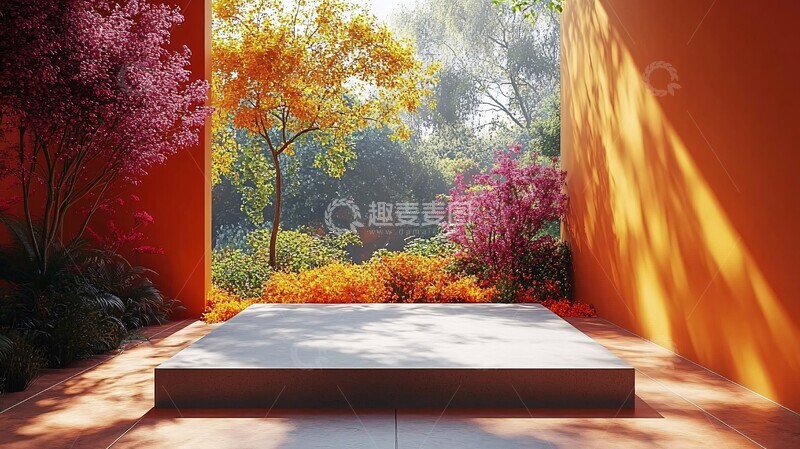 方形展台橙色背景2