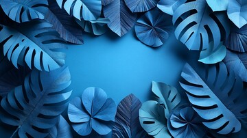 蓝色折纸热带叶3