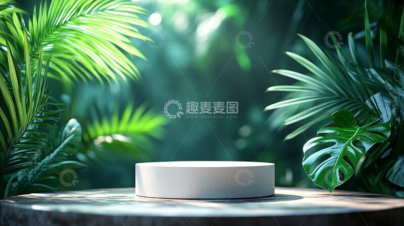 白色展台绿色背景2