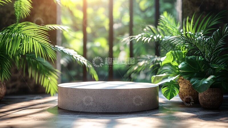 白色展台绿色背景3