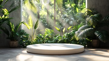 白色展台绿色背景1