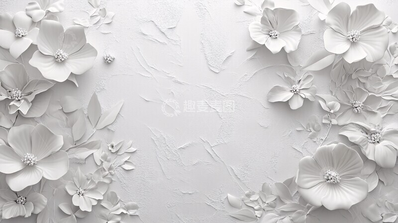 高清大图下载【趣麦麦图】白色花卉背景墙