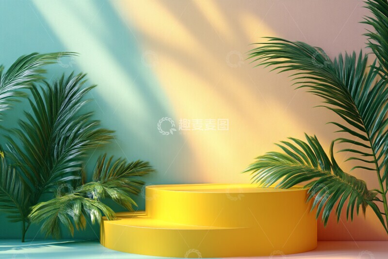 高清大图下载【趣麦麦图】黄色圆角讲台1