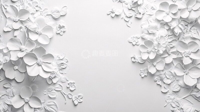 高清大图下载【趣麦麦图】白色花卉背景墙1