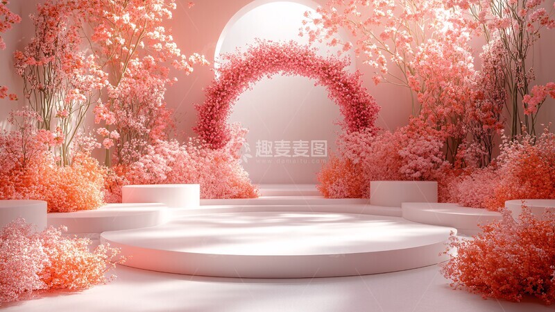 高清大图下载【趣麦麦图】圆形舞台花卉布置1