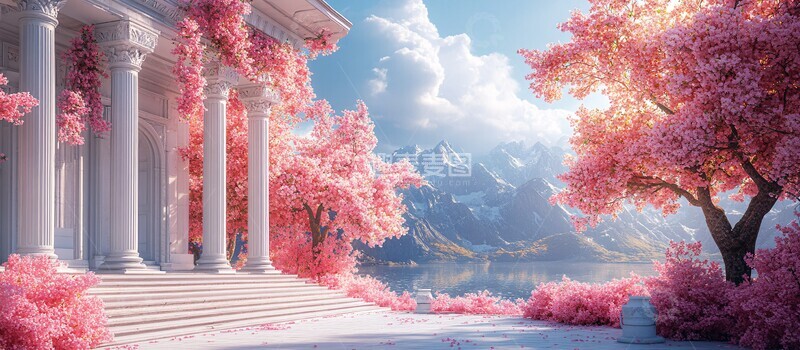 高清大图下载【趣麦麦图】白色背景建筑花卉2