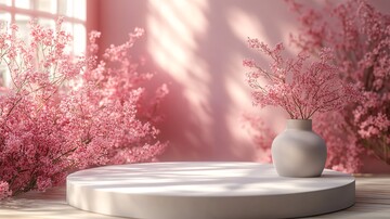 玫瑰白底展示台1