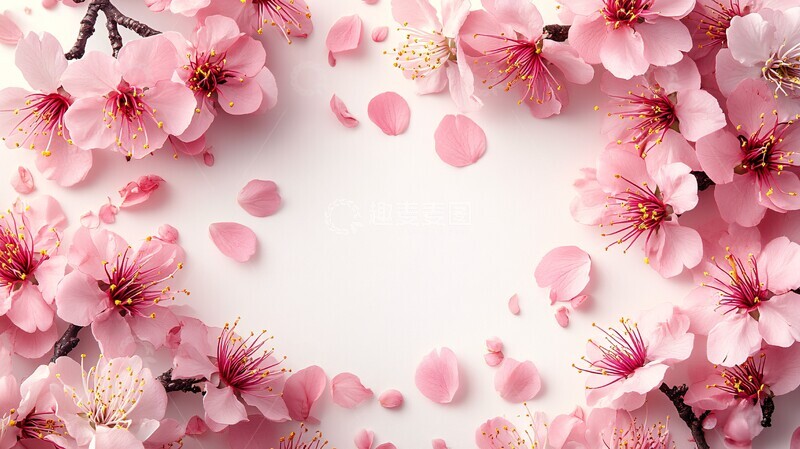 高清大图下载【趣麦麦图】樱花花瓣框架1