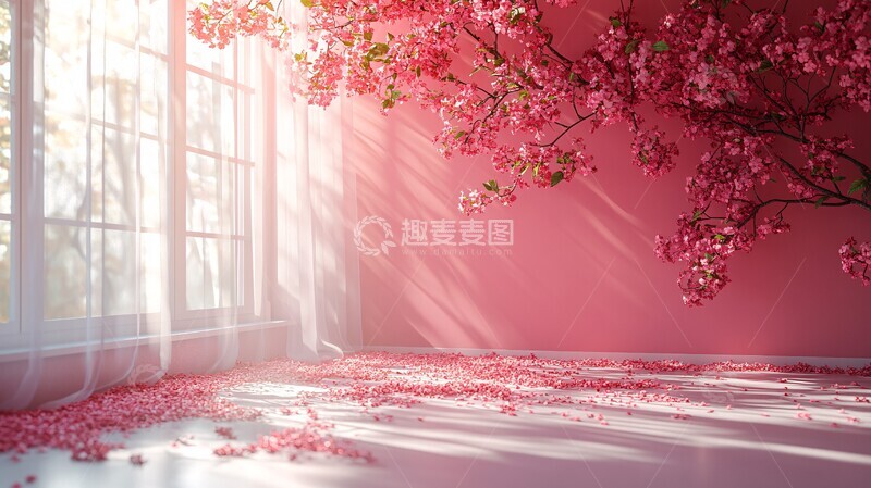 高清大图下载【趣麦麦图】粉色墙面花艺设计2