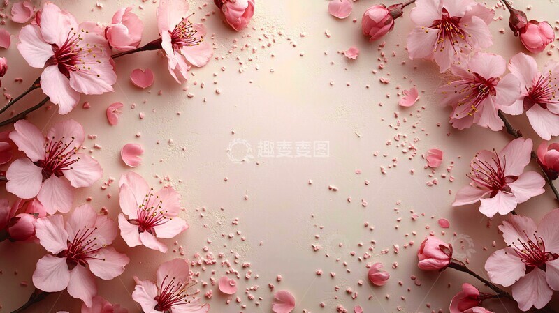 高清大图下载【趣麦麦图】樱花花瓣框架