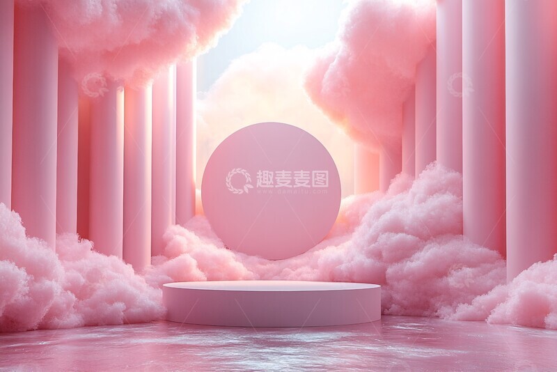 高清大图下载【趣麦麦图】粉色圆台几何场景2