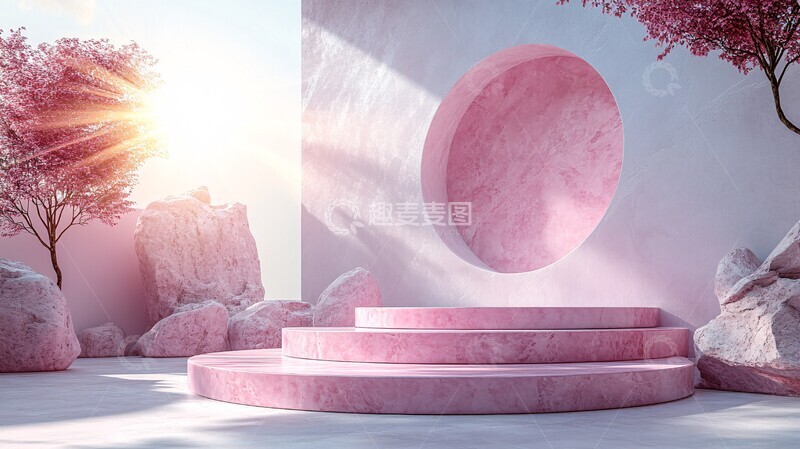 高清大图下载【趣麦麦图】粉色大理石讲台