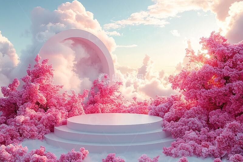 高清大图下载【趣麦麦图】白色圆形讲台