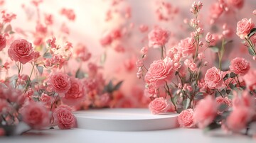粉色玫瑰背景白色讲台2