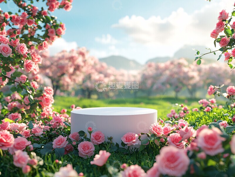 高清大图下载【趣麦麦图】白色演讲台与玫瑰花3