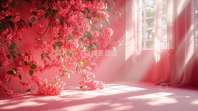 高清大图下载【趣麦麦图】粉色墙面花艺设计