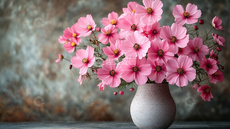 高清大图下载【趣麦麦图】粉色波斯菊排列3