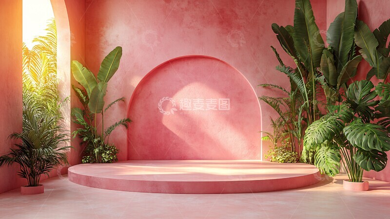 高清大图下载【趣麦麦图】粉色圆形舞台1