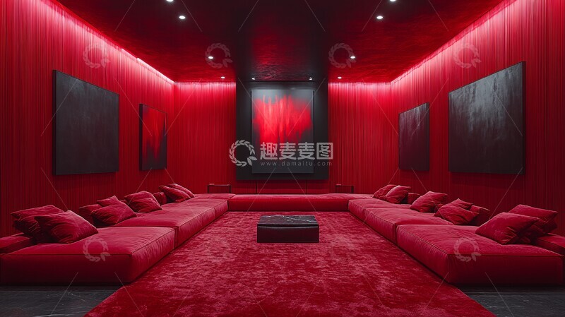 高清大图下载【趣麦麦图】暗红简约家居空间