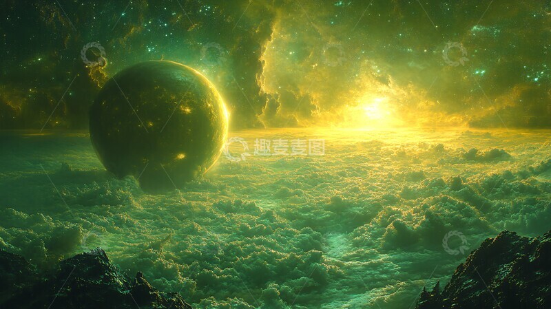 高清大图下载【趣麦麦图】巨行星环星背景