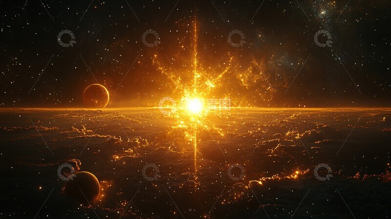 高清大图下载【趣麦麦图】黄星照耀行星群