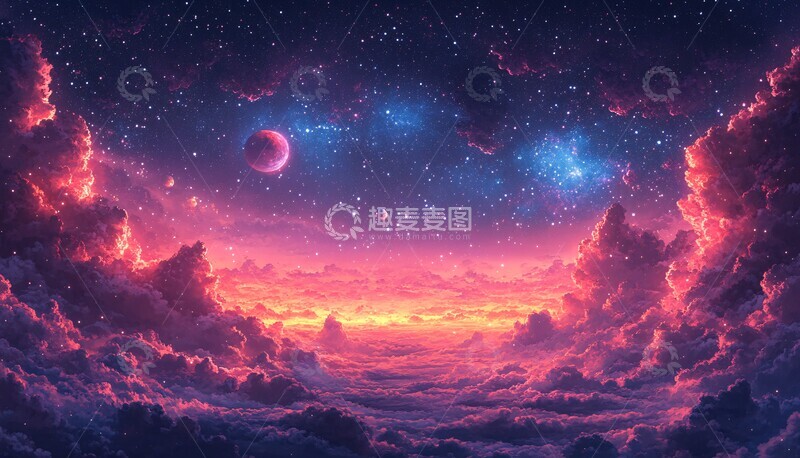 高清大图下载【趣麦麦图】星空星球无缝图