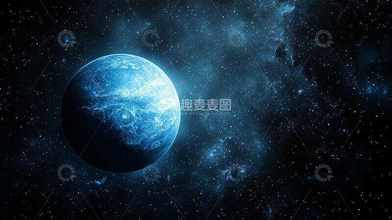 高清大图下载【趣麦麦图】蓝星与光环光环背景空间