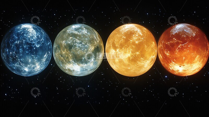 高清大图下载【趣麦麦图】五行星与银河背景