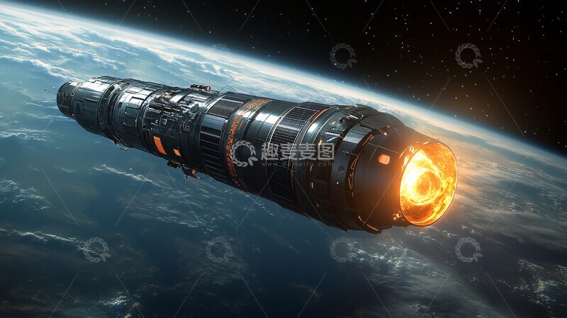 高清大图下载【趣麦麦图】卫星绕地球轨道运行2