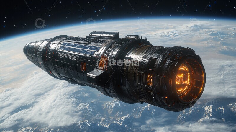 高清大图下载【趣麦麦图】卫星绕地球轨道运行1