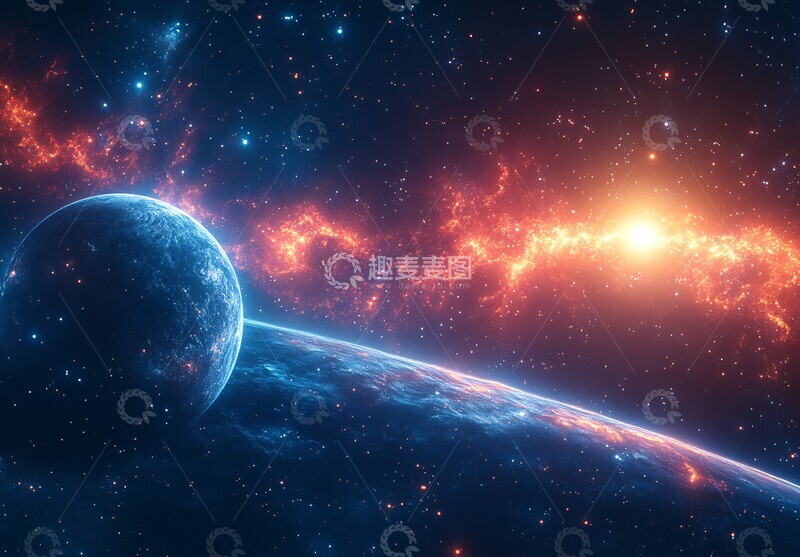高清大图下载【趣麦麦图】两行星太空背景1