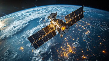 卫星漂浮太空地球