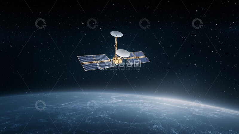 高清大图下载【趣麦麦图】卫星模型悬浮太空